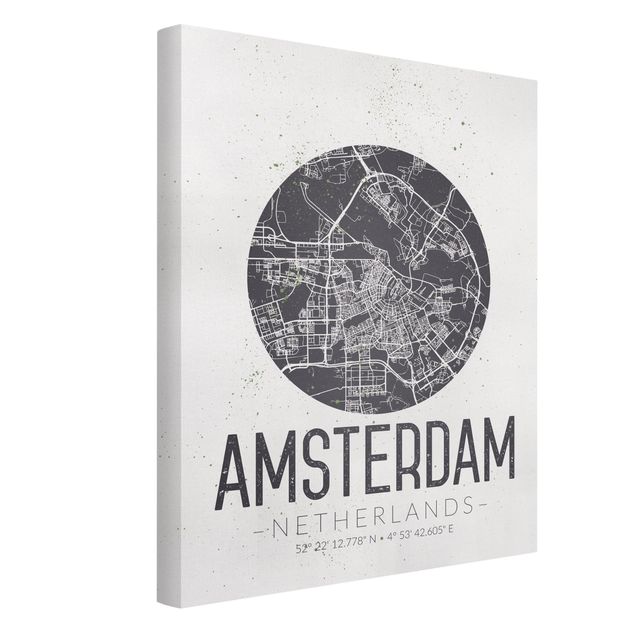 Wandbilder Weltkarten Stadtplan Amsterdam - Retro