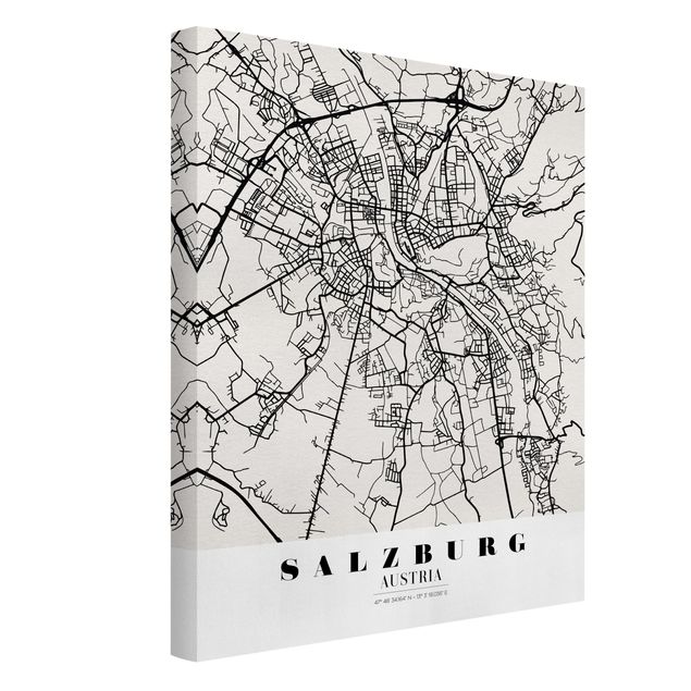 Wandbilder Weltkarten Stadtplan Salzburg - Klassik