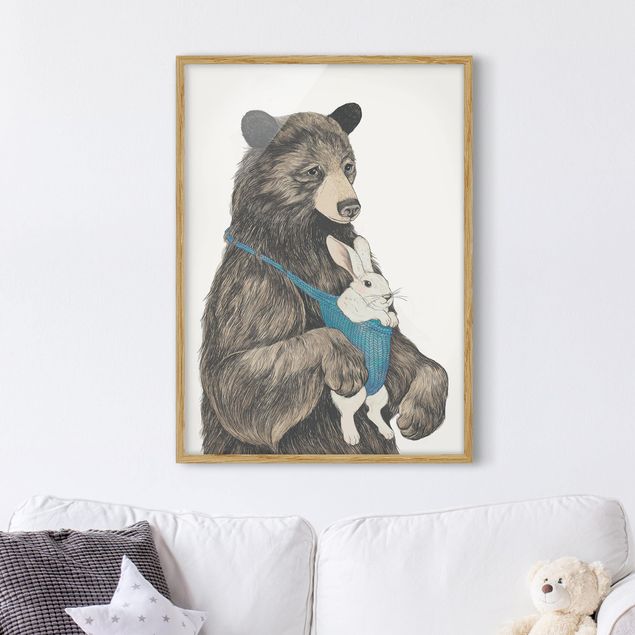 Wandbilder Bären Illustration Bär und Hase Baby