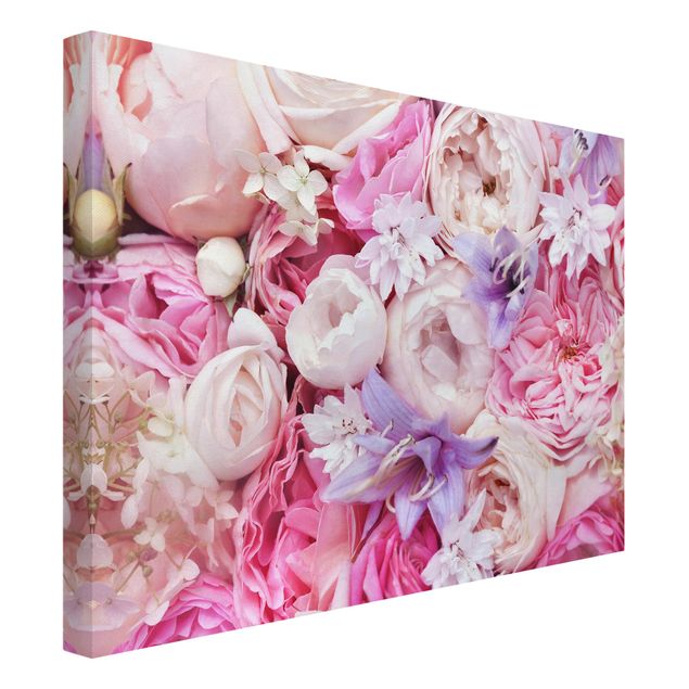 Wandbilder Floral Shabby Rosen mit Glockenblumen