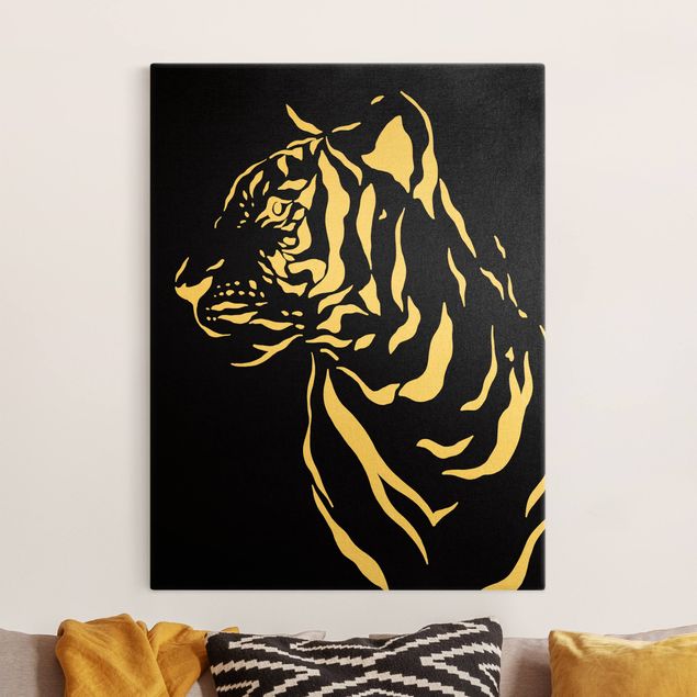 Tiger Bild Leinwand Safari Tiere - Portrait Tiger Schwarz