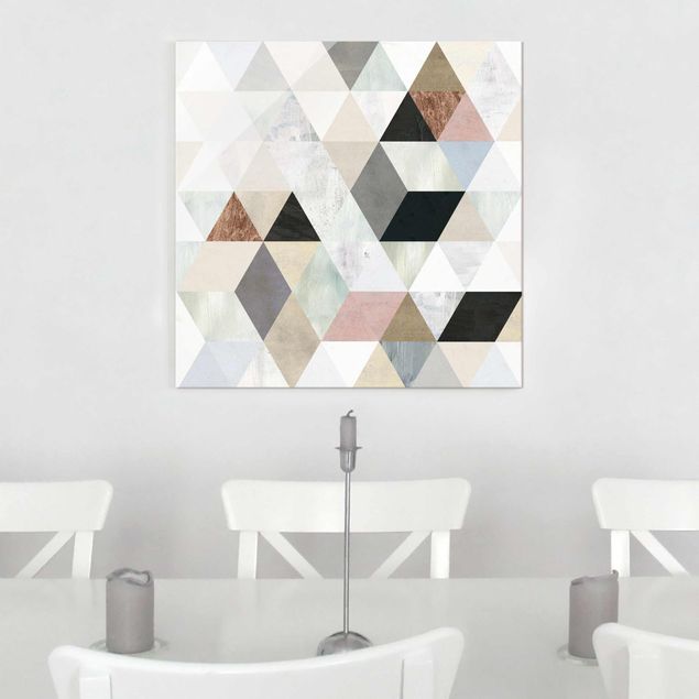 Wandbilder Modern Aquarell-Mosaik mit Dreiecken I
