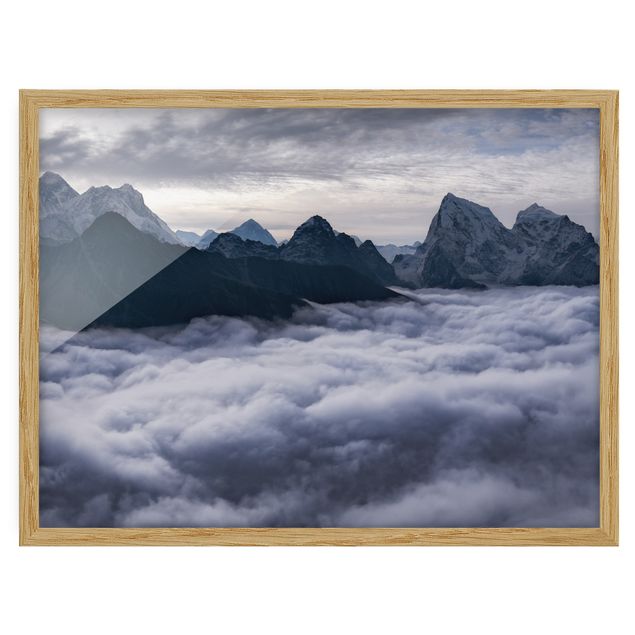 schwarz-weiß Bilder gerahmt Wolkenmeer im Himalaya