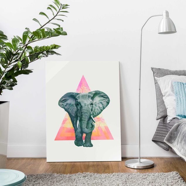 Wanddeko Küche Illustration Elefant vor Dreieck Malerei