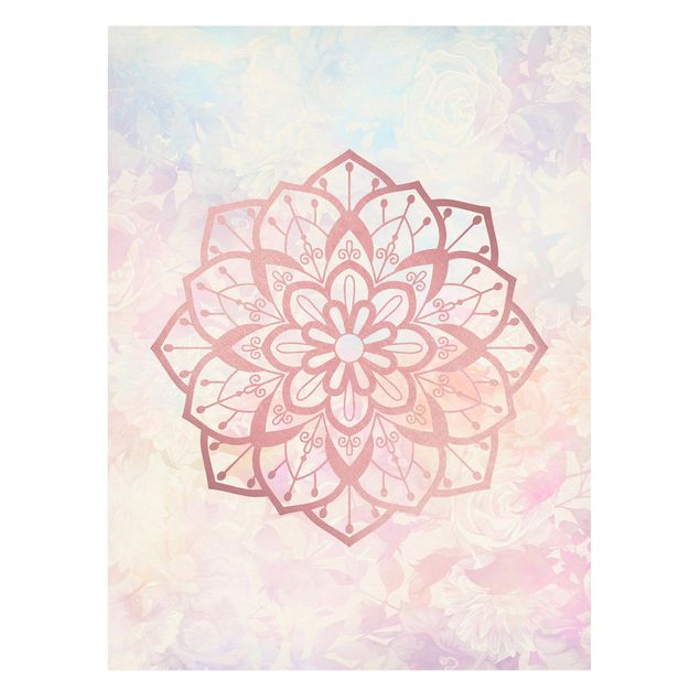 Wandbilder Mandalas Mandala Illustration Blüte rose pastell