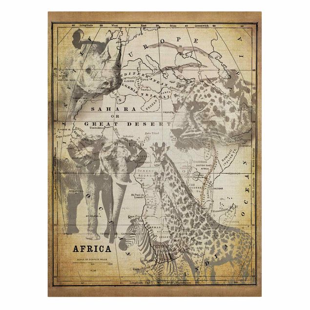 Leinwand Kunst Vintage Collage - Africa Wildlife