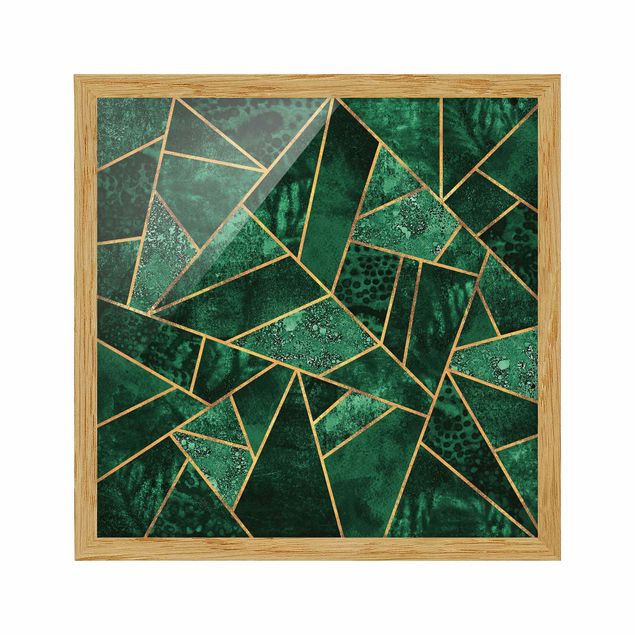 Wandbilder Muster Dunkler Smaragd mit Gold