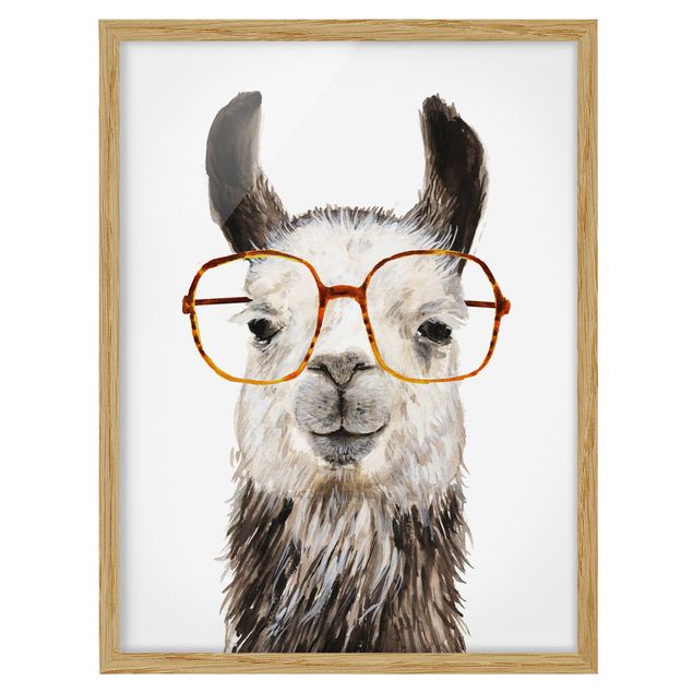Wandbilder Modern Hippes Lama mit Brille IV