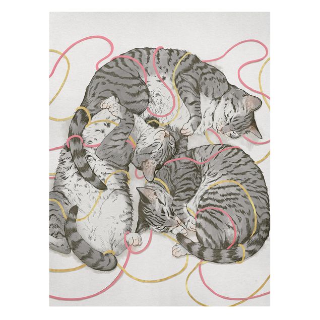 Kunstdruck Leinwand Illustration Graue Katzen Malerei