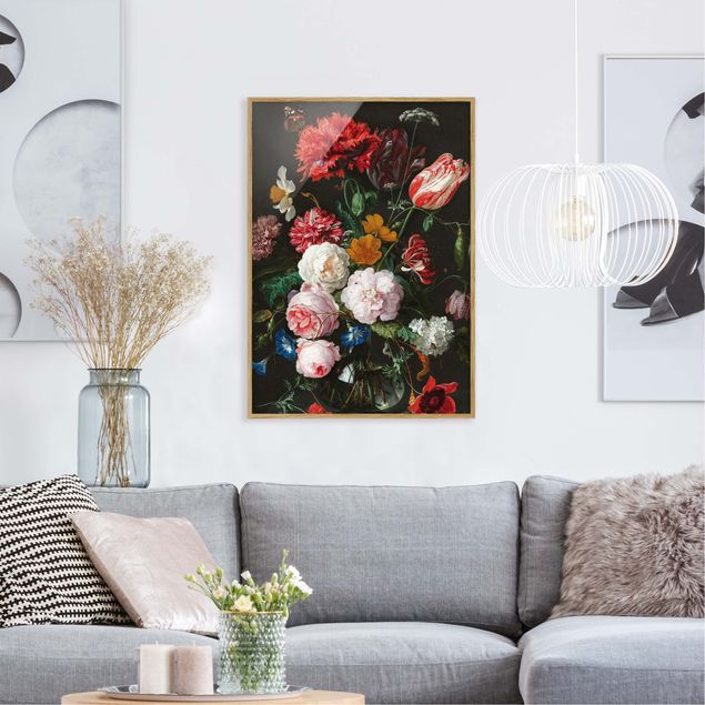 gerahmte Blumenbilder Jan Davidsz de Heem - Stillleben mit Blumen in einer Glasvase