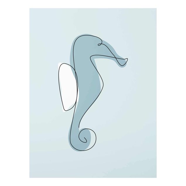 Glasbilder Tiere Seepferdchen Line Art