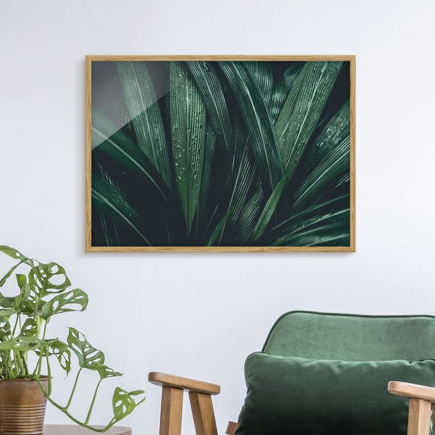 Wanddeko Küche Grüne Palmenblätter