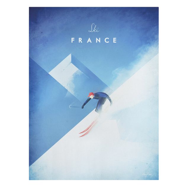 Skyline Leinwandbild Reiseposter - Ski in Frankreich