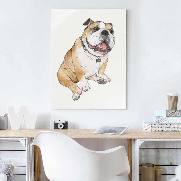 Küchen Deko Illustration Hund Bulldogge Malerei