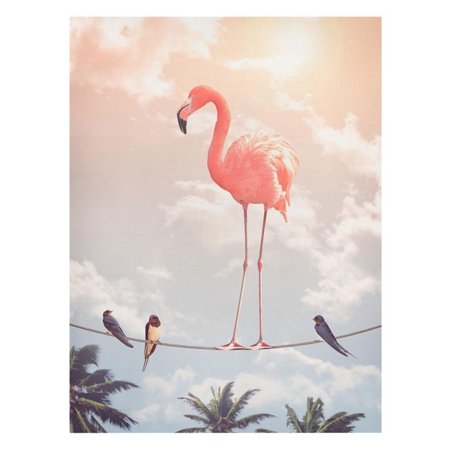 Wandbilder Floral Himmel mit Flamingo