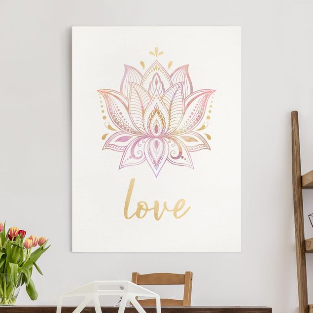 Küche Dekoration Lotus Illustration Love gold rosa