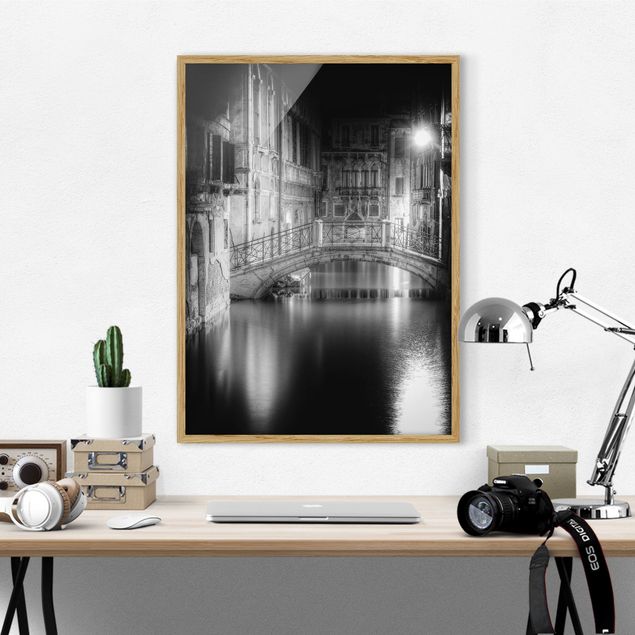 schwarz-weiß Bilder gerahmt Brücke Venedig