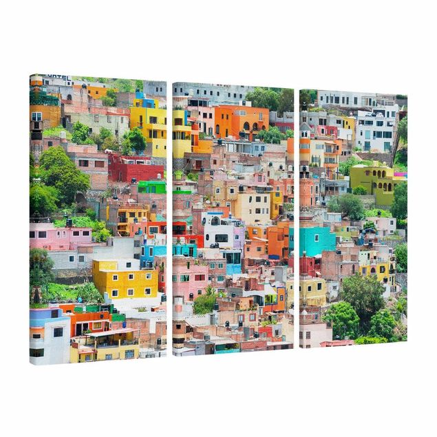 Wandbilder Modern Farbige Häuserfront Guanajuato