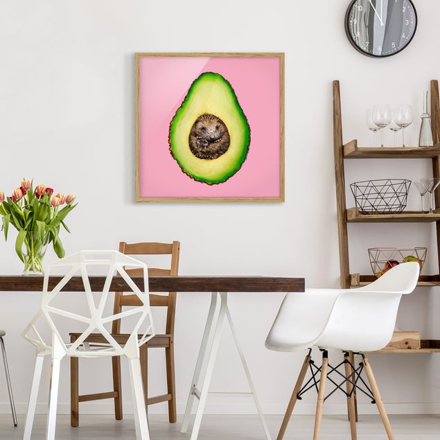 Gerahmte Bilder Tiere Avocado mit Igel