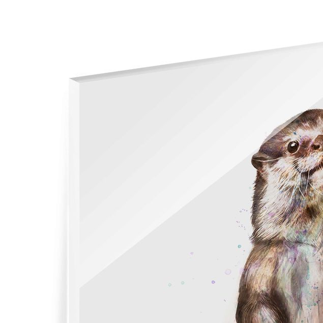 Laura Graves Art Kunstdrucke Illustration Otter mit Handtuch Malerei Weiß
