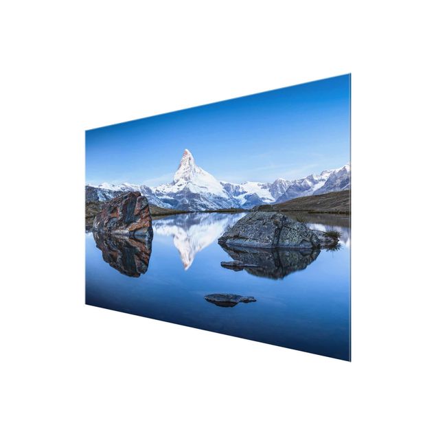 Wandbilder Glas Natur Stellisee vor dem Matterhorn
