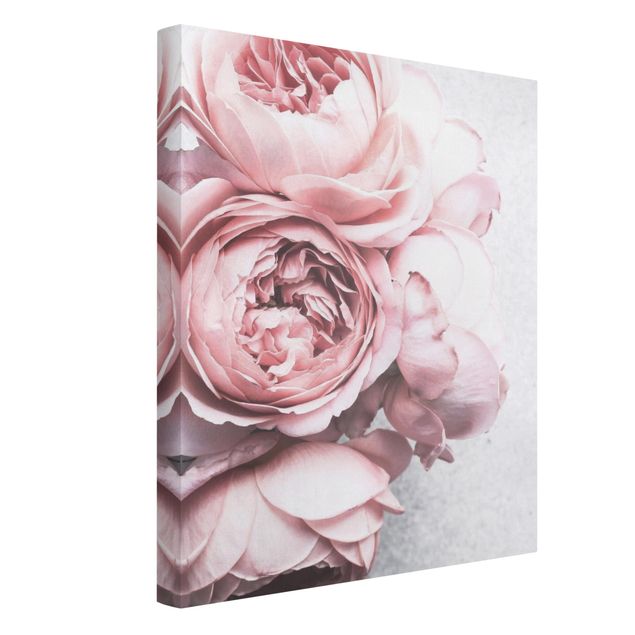 Wandbilder Floral Rosa Pfingstrosenblüten Shabby Pastell