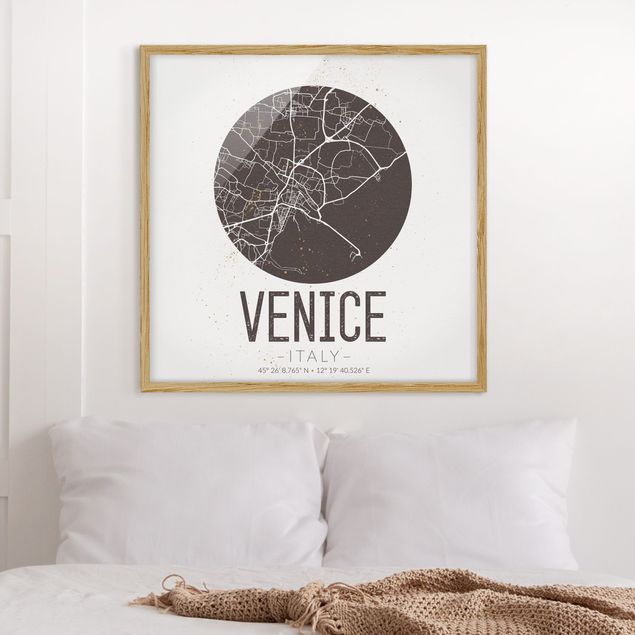 Wandbilder Italien Stadtplan Venice - Retro
