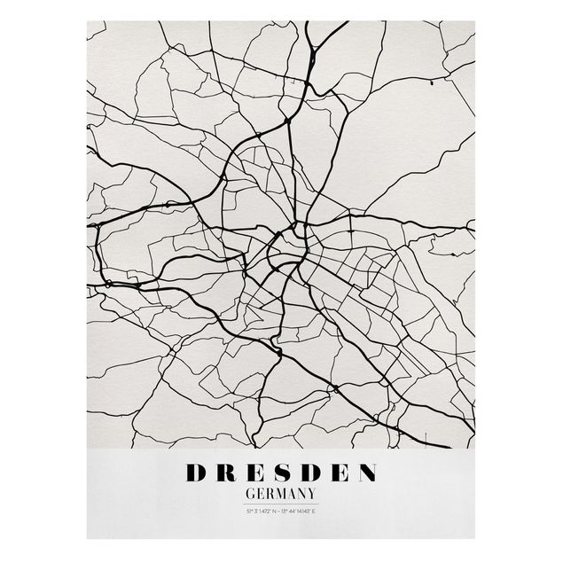 Weltkarte Leinwandbild Stadtplan Dresden - Klassik