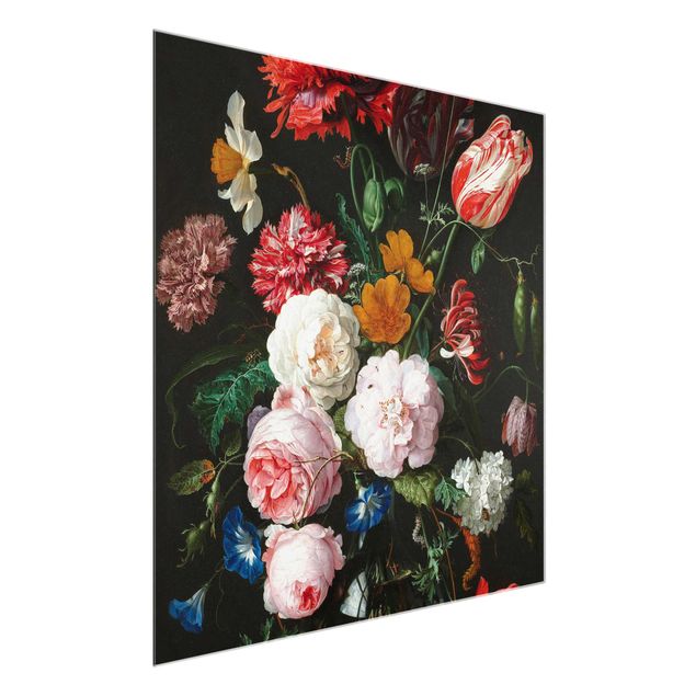 Glasbilder Blumen Jan Davidsz de Heem - Stillleben mit Blumen in einer Glasvase