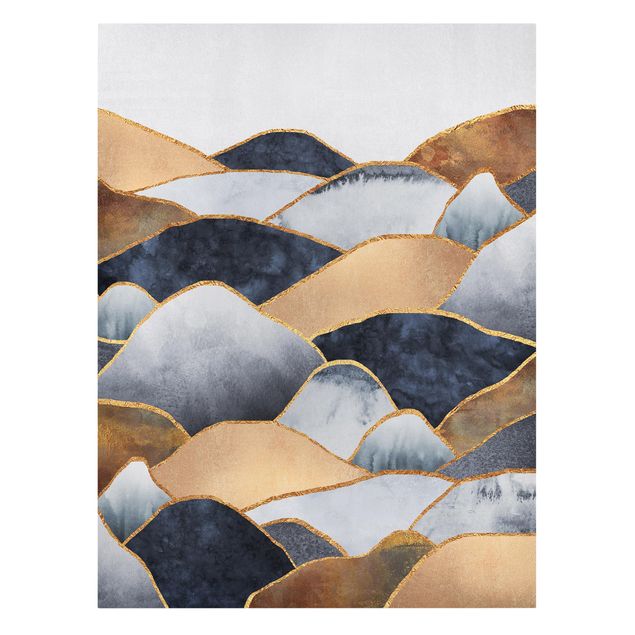 Wandbilder Landschaften Goldene Berge Aquarell