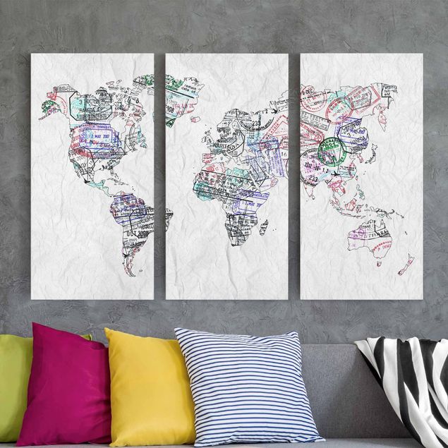 Leinwandbilder Sprüche Reisepass Stempel Weltkarte