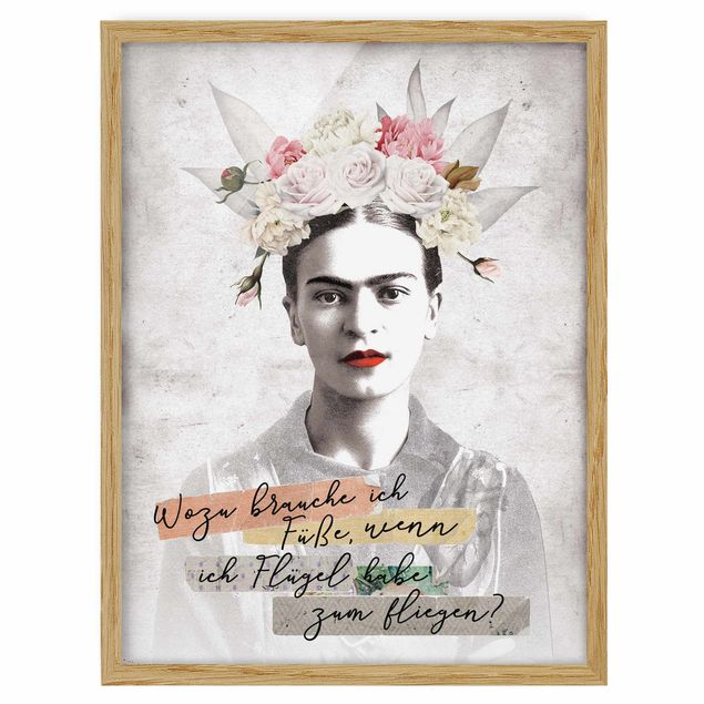 Wandbilder Portrait Frida Kahlo - Zitat