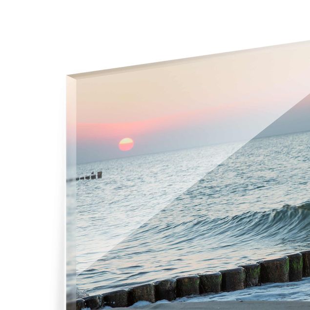 Glasbilder Landschaften Sonnenuntergang am Meer