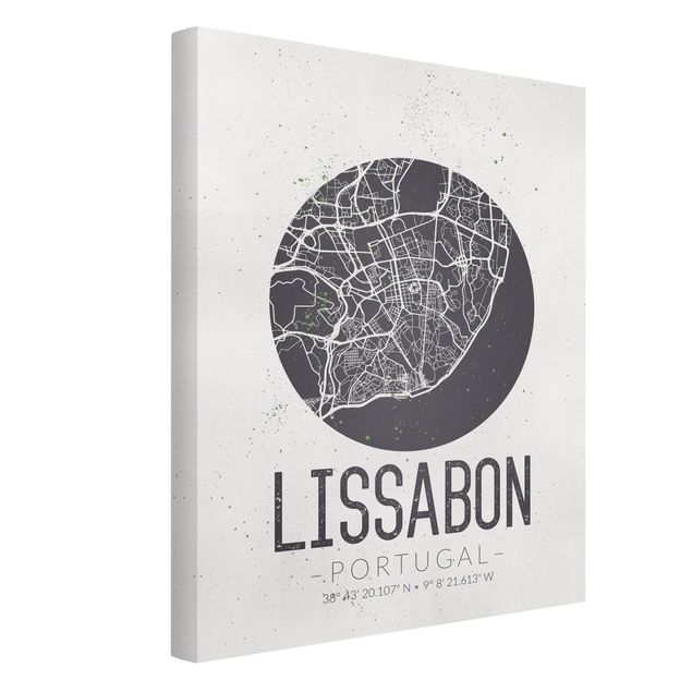 Wandbilder Weltkarten Stadtplan Lissabon - Retro