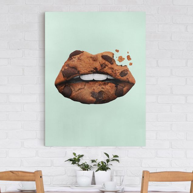 Wanddeko Küche Lippen mit Keks