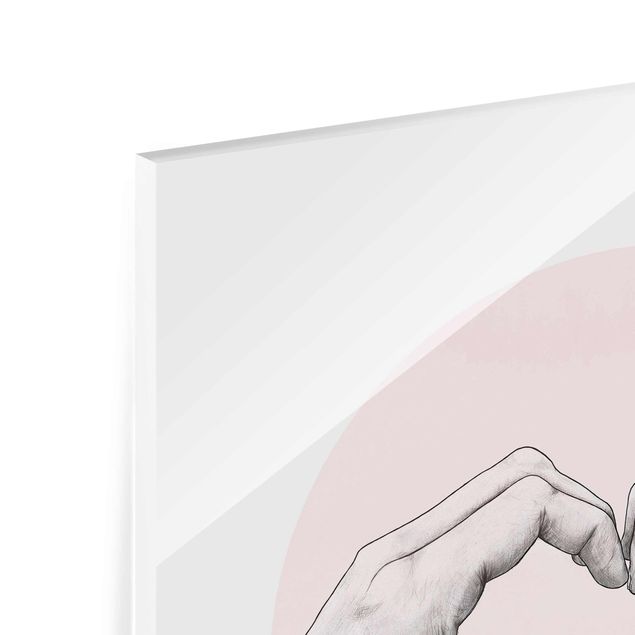 Laura Graves Art Kunstdrucke Illustration Herz Hände Kreis Rosa Weiß