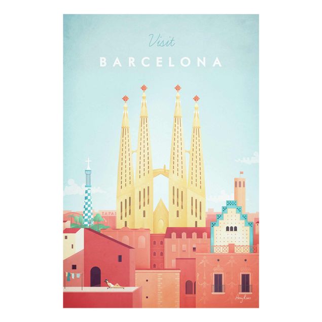 Wandbilder Rot Reiseposter - Barcelona