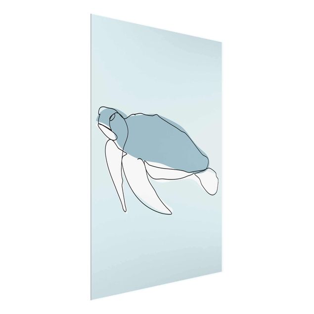 Glasbilder Tiere Schildkröte Line Art