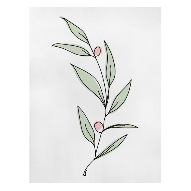 Wandbilder Blumen Zweig mit Beeren Line Art