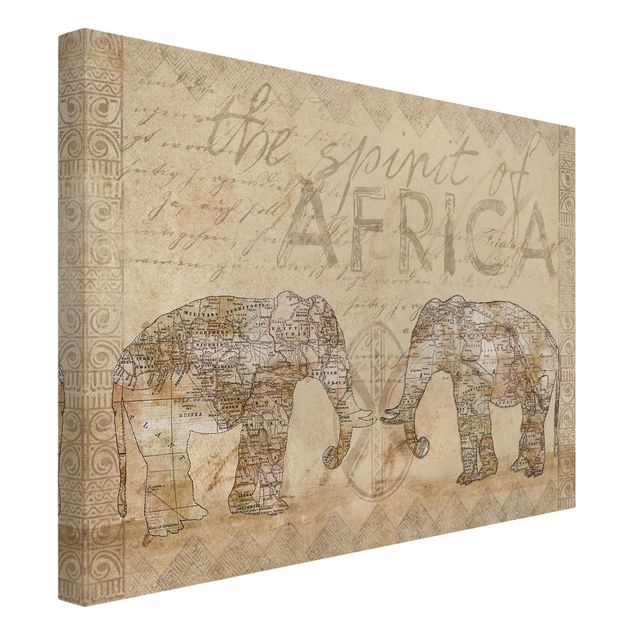 Afrika Leinwand Vintage Collage - Spirit of Africa