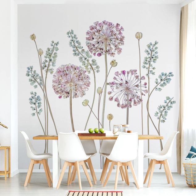 Landhaus Tapete Allium Illustration