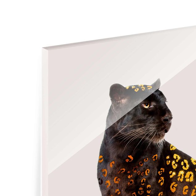 Glas Wandbilder Goldener Panther