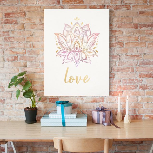 Buddha Leinwand Lotus Illustration Love gold rosa