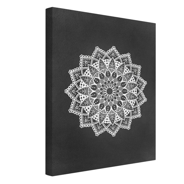 Leinwandbilder Muster Mandala Illustration Ornament weiß schwarz