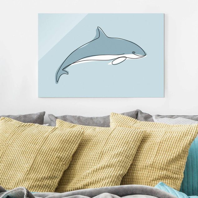 Glasbilder Delfin Line Art