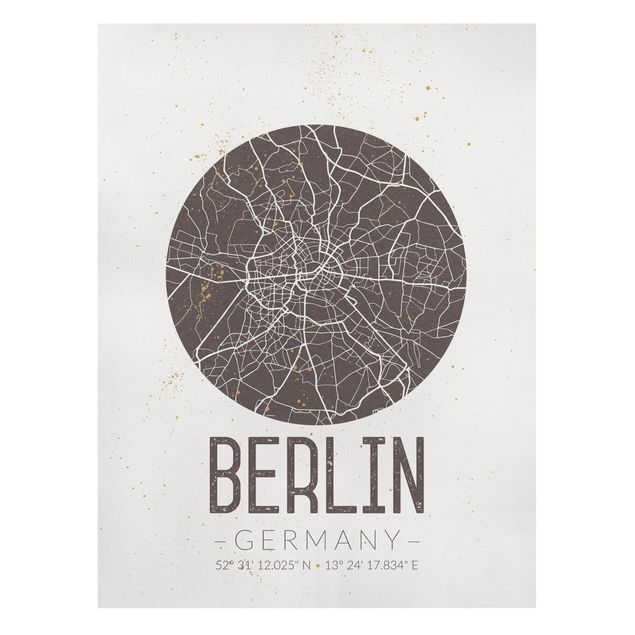 Wandbilder Braun Stadtplan Berlin - Retro