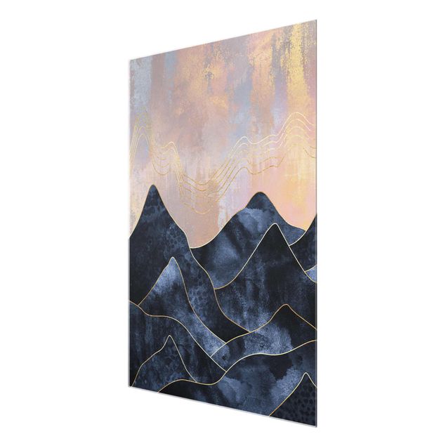 Wandbilder Kunstdrucke Goldene Dämmerung über Gebirge
