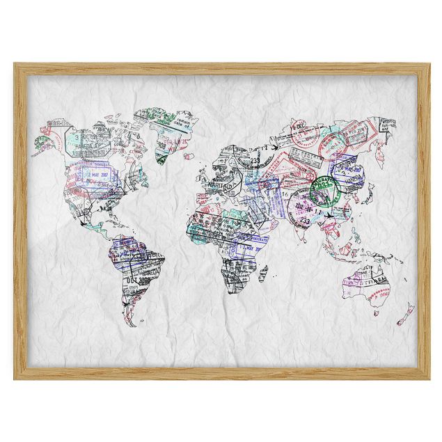 Wandbilder Weltkarten Reisepass Stempel Weltkarte