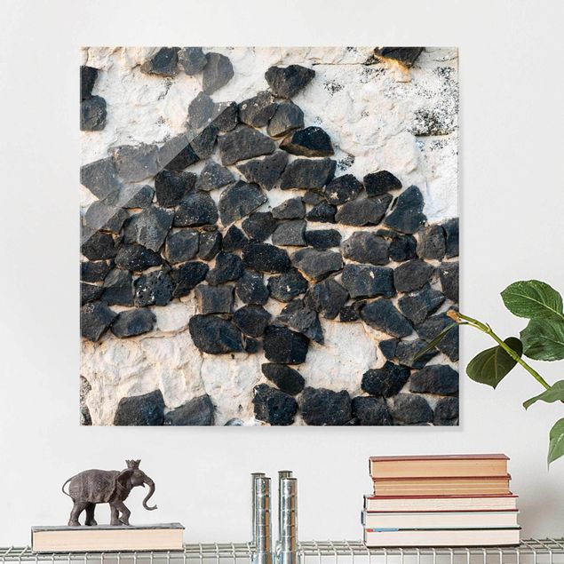 Wanddeko Küche Mauer mit Schwarzen Steinen