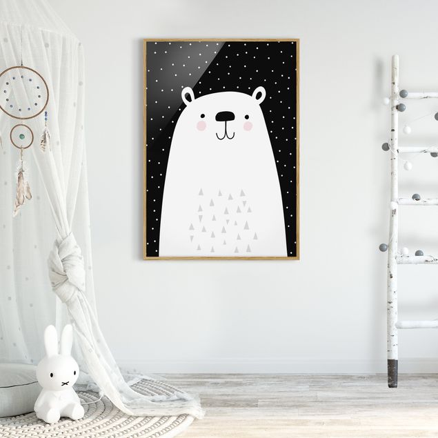 schwarz-weiß Bilder mit Rahmen Tierpark mit Mustern - Eisbär